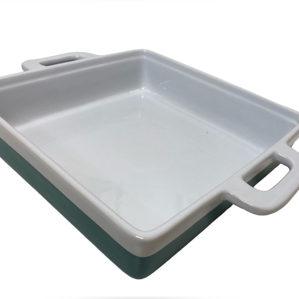 Stoneware Square Baking Dish Turquoise Chef Foodie Kitchen Presentation